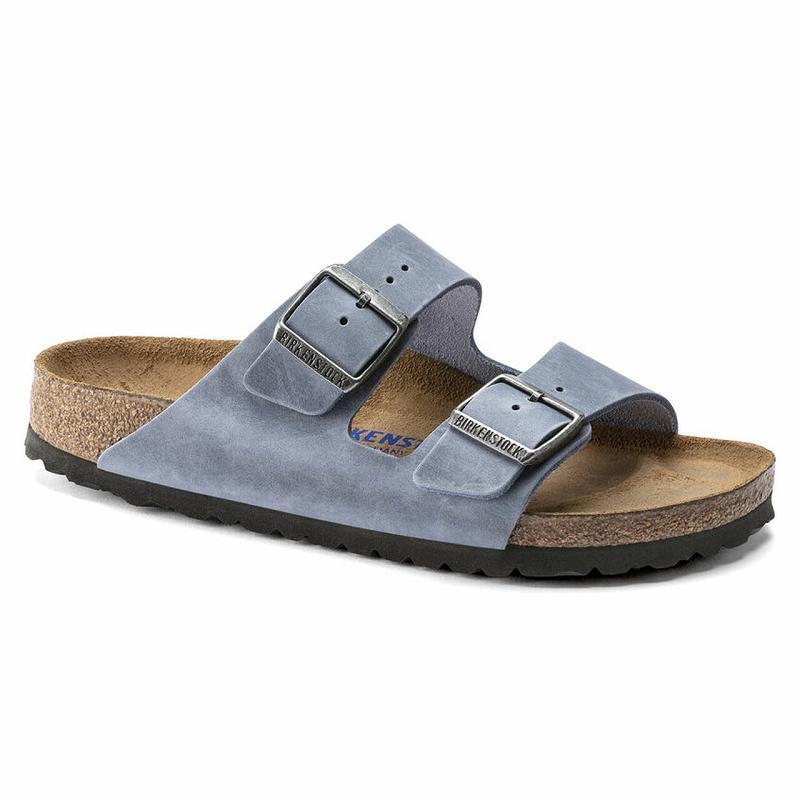 Birkenstock Soft Footbed Oiled Læder Arizona Dame Blå | DK 72LIS